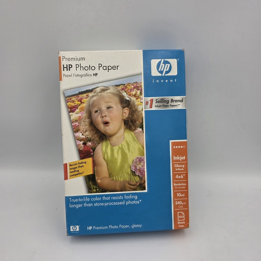 New HP Premium Glossy Photo Paper for Inkjet 4 x 6 100 Sheets Borderless 10mil